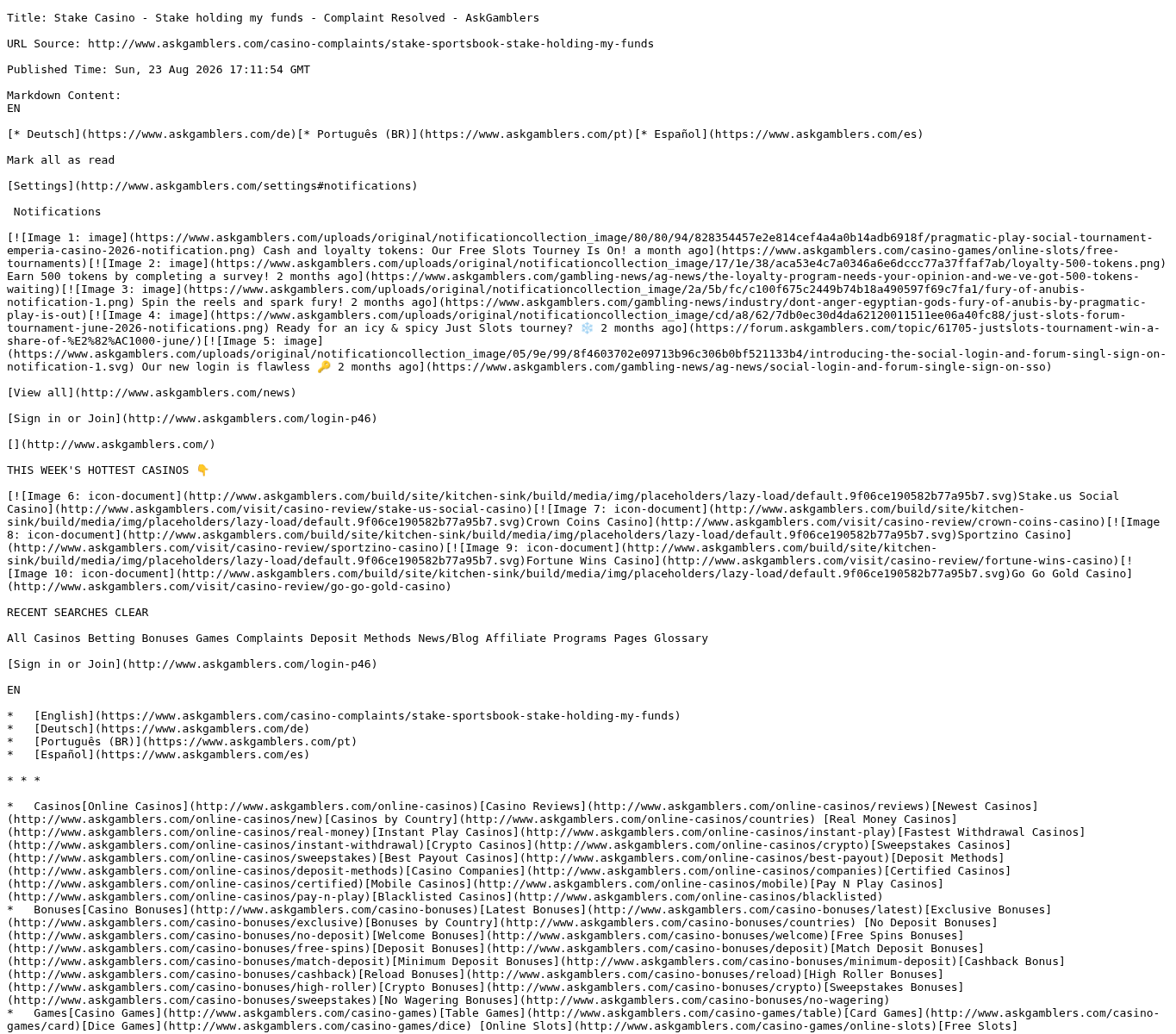 Captura de contexto independiente sobre una disputa por fondos asociada con stake.com